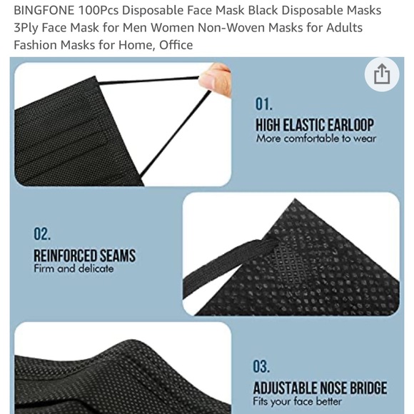 🆕 100 pack⚫️ black mask ⚫️😷 - Picture 4 of 8